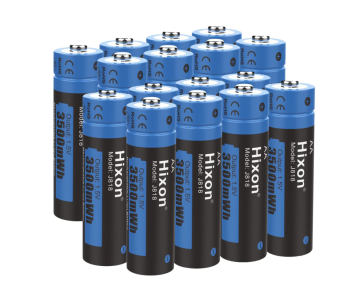 Hixon 16-Pack Lithium Oplaadbare AA Batterijen (1.5V Constant Voltage, 3500 mWh)